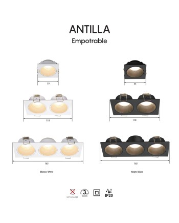 ANTILLA * EMPOTRABLE Mini GU10 1L  NEGRO